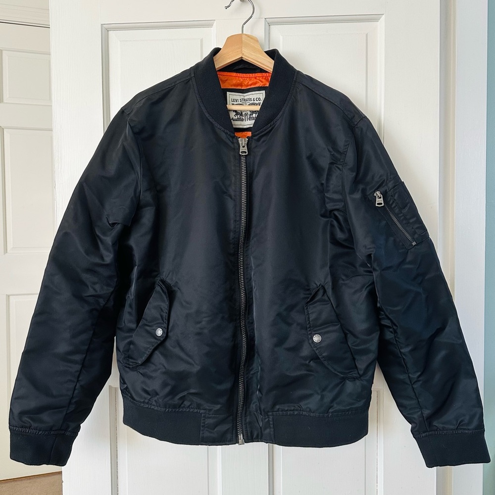 LEVI’S Men’s Black Bomber Jacket Utility Pockets Size L